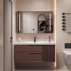 New Chinese-Style Ceramic Integrated Basin with Solid Wood Bathroom Cabinet Set, Washbasin for Bathroom, Antique Style