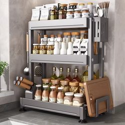 German Precision Kitchen Spice Rack, Multifunctional Countertop Condiment Rack for Home Use, Oil, Salt, Sauce, and Vinegar Storage Rack
