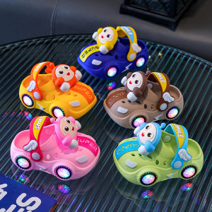 
Children's Croc Shoes Summer Girl Baby Car Shiny Light Indoor Soft Sole Anti-Slip Sandals Boys' Egg-Slip Slippers