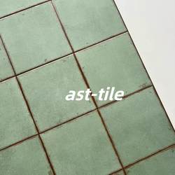 Asttile Retro Fresh Style Green and White Matte Non-Slip Patterned Tiles for Living Room and Balcony, 200 Tiles