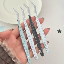Four-Leaf Clover Tweezers with Pointed Tips, Stainless Steel, Specialized for Landscape Stickers, Journaling Tools, Gold Feather Clips, False Eyelashes, Anti-Slip