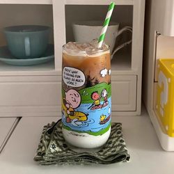 Snoopy Vintage Glass Cup, High-Quality Juice, Milk, Coffee Cup, High-Temperature Resistant Drinking Cup, Gift for Friends