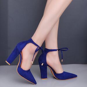 
shoes women cross-border thick heel toe sandals women summer slim pointed toe high heels straps plus size fashion women
