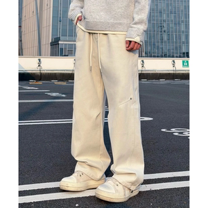 
Spring new men's fashionable American high-end overalls, versatile, simple, solid color, heavy drawstring, straight casual pants