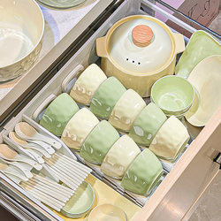 Cream-Style Bowl and Plate Set for Home Use, 2026 New Model Tableware Set, High-Value Underglaze Ceramic Bowls, Chopsticks, and Plates for Housewarming