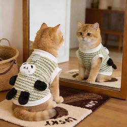 Kitten Clothes, Autumn and Winter Warm Vests, Can Be Used for Pet Walking, Indoor Home Wear, Dog Cartoon Sweatshirts, Cute Style