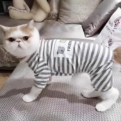 Cat Clothes Four-Legged Anti-Shedding Pajamas Spring and Summer Style British Shorthair Blue Cat Ragdoll Cat Kitten Pet Dog Home Clothes