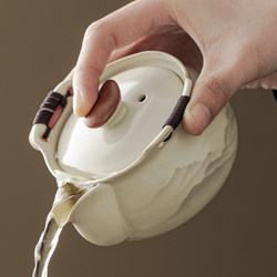 Ruyao Handcrafted Teapot with Lid, High-End Large Anti-Scalding Household Kung Fu Tea Set, Single Pot for Brewing Tea, Tea Bowl with Lid