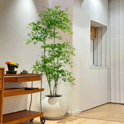 Artificial Green Plant Nandina Floor-Standing Potted Plant Indoor Large Fake Flower Plant Decoration for Living Room Light Luxury Artificial Flower Fake Tree