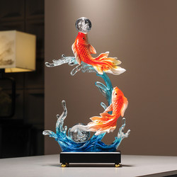 Prosperous Koi Fish Ornament for Attracting Wealth, Living Room Entrance, Light Luxury High-End Chinese Style Wine Cabinet Decoration, Housewarming Gift