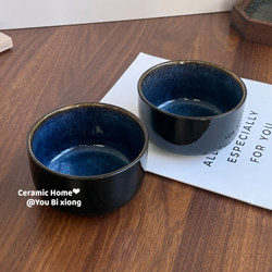 Lan Jun Series Kiln-Transformed Vintage High-Value Ceramic Rice Bowl, Single-Serving Bowl and Plate Set, Yogurt Bowl, Salad Bowl