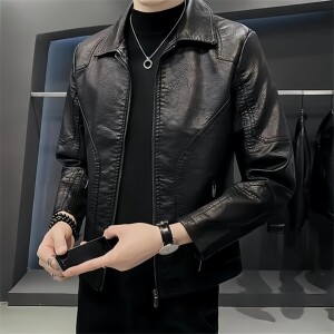 
2025 New Leather Jacket Men's Large Size Sheepskin Retro Trendy Brand Motorcycle Men's Trendy Lapel Leather Jacket