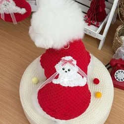 Pet New Year Chinese Style Winter Clothing with Fleece Lining, Warm Dog and Cat Clothes, Festive and Cute Dog Harness Vest