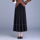 La Chapelle's new spring 2025 loose A-line mid-length over-knee pleated skirt for women