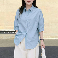 2026 Summer New Casual Simple Turn-Down Collar Short Sleeve Shirt for Women, Loose Fit, Slimming, Versatile, Age-Reducing Shirt Top Trendy