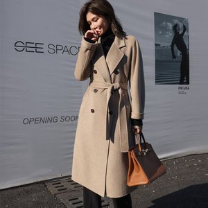 
Yuerong double-sided cashmere coat women's mid-length 2025 autumn and winter temperament double-breasted woolen coat 101801