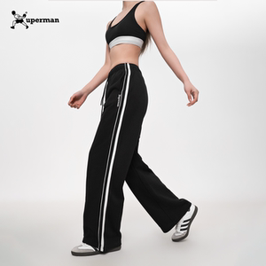 
Xuperman straight-leg knitted sweatpants sweatpants striped pants loose casual narrow wide-leg trousers for men and women