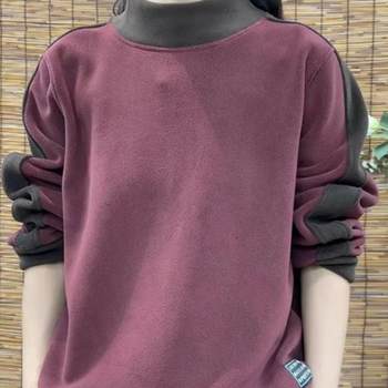 Half -high -necked sweater female plus velvet thicken autumn and winter
