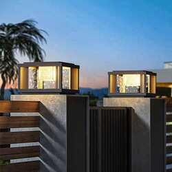 Solar pillar lamp glass simple modern wall courtyard lamp outdoor waterproof villa gate courtyard wall pillar lamp