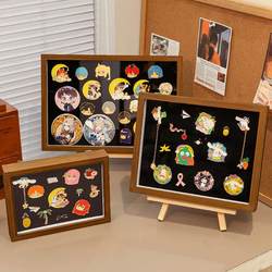 Solid wood bar storage box desktop millet dust-proof display photo frame wall-mounted magnetic board badge stand plate storage rack