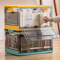 Book Storage Box Is Foldable and Transparent, Suitable for High School Students' Classrooms, for Organizing Books, Student Books, and Snacks