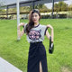Zhang Axing's new sleeveless and thin cat cartoon versatile fashion T-shirt in summer 2023