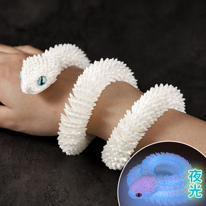 
3D printed toy viper luminous white snake model luminous full body joints movable children's toy simulation animal