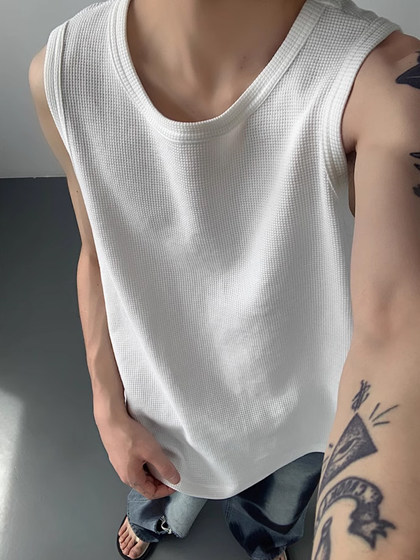 300*0.5kg Men's Walf Sleeveless Vest Men's Summer Summer Tide Advanced White Inner Loose TEE
