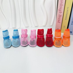 Dog Shoes, Pet Breathable Mesh Sandals, Summer Shoes for Small Dogs, Bichon Teddy, Anti-Dirty, Non-Falling, Summer Shoe Covers