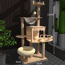Xinjiang Free Shipping Cat Climbing Frame Large Cat House All-Season Cat Tree Integrated Cat Litter Box Space Capsule Cat Scratching Board Cat Bed