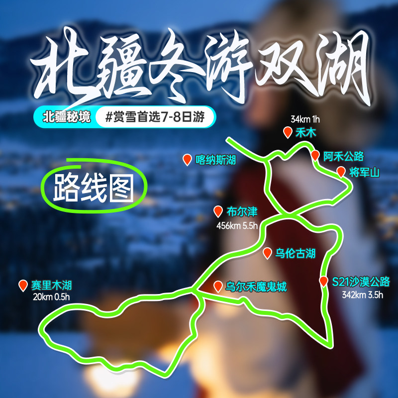 【升级5钻双雪场旅拍】新疆旅游喀纳斯禾木赛湖将军山8天7晚小团