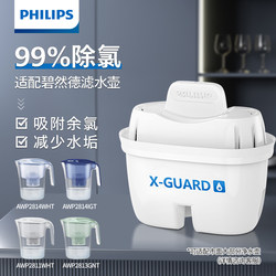 Philips Water Filter Cartridge Awp210 for Household Water Filter Pitchers, Chlorine Removal, Compatible with Brita