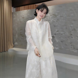 New Chinese-Style Stand-Up Collar Long-Sleeve Shirt for Women 2026 New Trendy Unique Beautiful Super Nice White Shirt