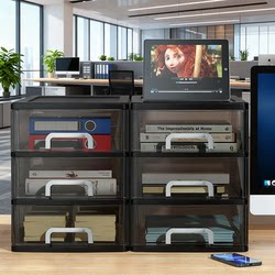 Drawer-Type Desktop Storage Box, Cosmetics Desk Organizer, File Stationery Transparent Storage Rack, Miscellaneous Storage Cabinet