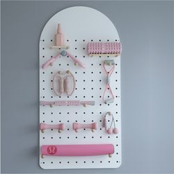 Home gym hole board custom equipment storage yoga mat dumbbell kettlebell wall simple modern storage rack