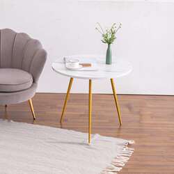 Factory direct sales Nordic simple round coffee table living room hotel light luxury gold-plated marble side table coffee table table
