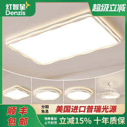 Double Wave Cream Style Living Room Lamp, Dining Room, Bedroom, Modern Simple and Elegant Eye-Protecting Led Ceiling Lamp Package