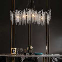 Light luxury living room crystal chandelier, restaurant, bedroom, villa, high-end art branch-shaped restaurant, silver designer lamps