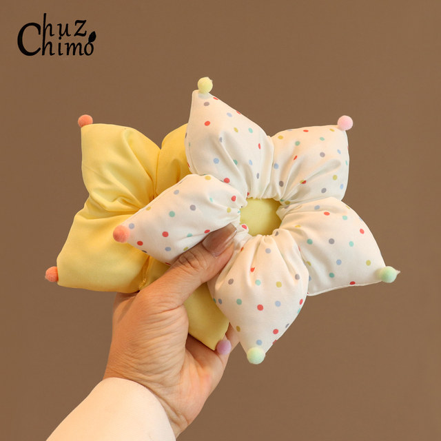 Chuzhimo Korean version of cute polka-dot five-pointed star large intestine hair ring for women filled hair rope 2025 new high-end hair rope