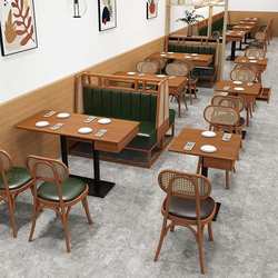 Western restaurant tables and chairs, cafe dessert shop booths, Southeast Asian style solid wood rattan booths, sofa chairs