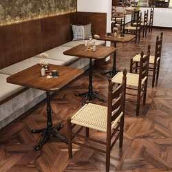 American retro cafe table and chair combination solid wood rope chair milk tea bakery shop table commercial cake shop