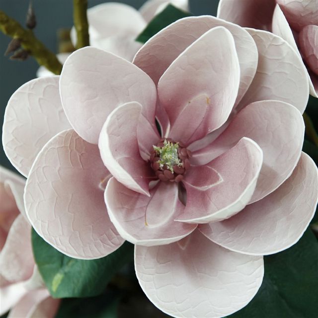 4 PU Magnolia Tree High -quality Simulation Flower Simulation Magnolia New Chinese Home Decoration Fake Gardening Green Plant
