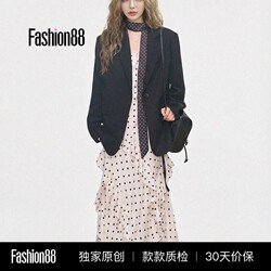 Early Spring Outfit 2026 New Polka Dot Dress for Women, Spring and Summer Slimming Workwear with a High-End Feel + Black Polka Dot Silk Scarf