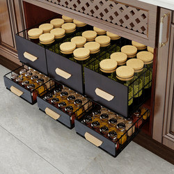 Installation-free kitchen sink condiment storage rack multi-functional oil bottle pull-out storage artifact cabinet storage shelf