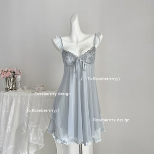 
Roseberryrrry milk salt, pure sexy slim and chest pad sling nightgown high-end lace pajamas