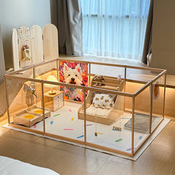 Pet Dog Fence, Acrylic Solid Wood, Can Be Covered, Cat Isolation Fence, Transparent Dog Cage for Small Dogs