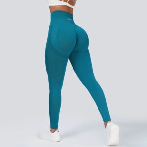 
Zioccie seamless yoga pants knitted stretch high waist sports fitness pants for women peach tight breathable hip lifting pants