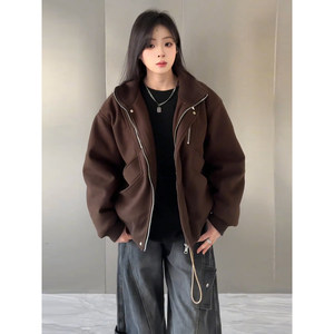 
American retro Harrington short cotton coat men's winter old money trend brand woolen coat thickened couple cotton coat