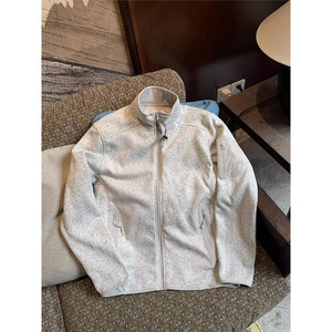 
Atomic gray jacket, rubberized fleece lining, men's and women's short stand-up collar cardigan sweatshirt, mountain style outdoor sports jacket