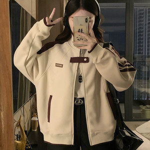 韩系chic小个子卫衣短外套女秋冬季加厚休闲棒球服开衫夹克上衣